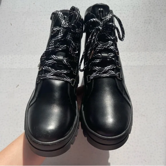 MAJE Fuji Black Leather Lace Up Hiking Boots NIN Hike Boots Unisex Hiker 39 NWT - Picture 3 of 7